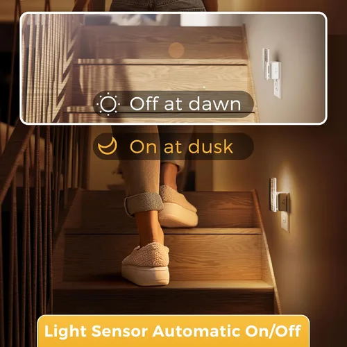 Vista 5 de L LOHAS LED - Luces nocturnas enchufables en la pared, paquete de 2 luces nocturnas con sensor de crepúsculo a amanecer, luces nocturnas LED
