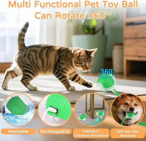 Vista 2 de Goosheep 2025 Nuevo 1 Paquete Pelota para Gato Juguetes de Gatito para Interiores Juguete de Pelota Interactivo para Gatito Cola Rápida Rodamiento