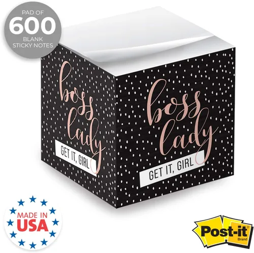 Vista 6 de Boss Lady Sticky Note Cube / 600 hojas / Bloque de notas de 2.75 pulgadas impreso en 4 lados/diseño súper chic empoderador Jefa