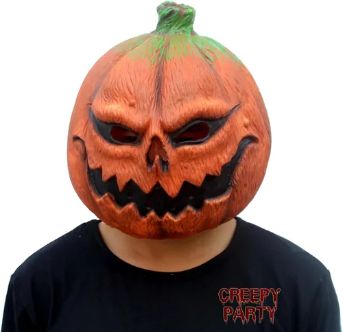 Vista 4 de CreepyParty Máscara de látex para disfraz de Halloween (calabaza)