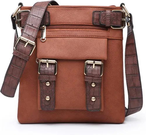 Vista 12 de Dasein Bolsos cruzados ligeros para mujer, de cuero vegano suave, bolso de mensajero, bolso de hombro, bolso de viaje