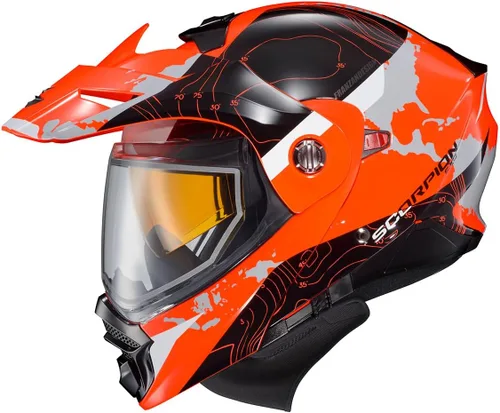 Vista 5 de ScorpionEXO AT960 Casco Modular Topográfico para Moto de Nieve de Aventura en Clima Frío, Escudo de Doble Panel con Caja de Respiración y Bolsillos