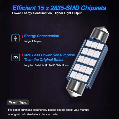 Vista 4 de 578 bombillas LED extremadamente brillantes, 6500K 400LM para interior LED, cúpula, mapa, puerta, bombillas 211-2 212-2 bombilla LED festoon 1.614