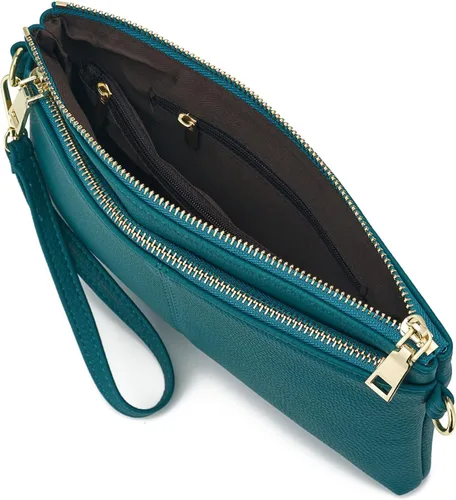 Vista 5 de ZOOEASS Bolso cruzado pequeño con triple cremallera, bolso ligero de cuero vegano, incluye hombro ajustable