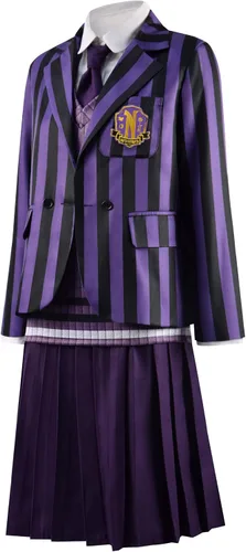 Vista 2 de Masfrida Enid Sinclair - Disfraz de colegialas Uniforme Never more Cosplay para niños para Halooween
