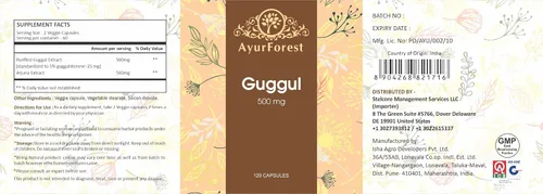 Vista 4 de Guggul Vegie Cápsula con Extracto de Arjuna 120 Recuento 1000 mg