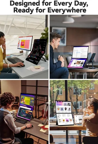 Vista 4 de EHOMEWEI X1 Air plegable de doble pantalla portátil Monitor 14.2 "× 2 2.8K IPS pantalla portátil extensor 90Hz USB-C HDMI para MacBook Windows