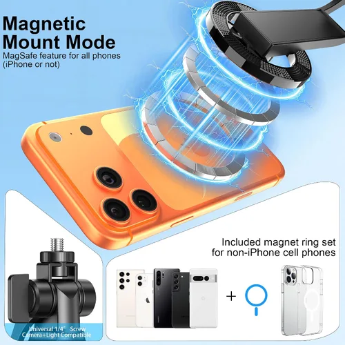 Vista 2 de Trípode magnético 4 en 1 para iPhone con tornillo de 1/4 pulgadas, trípode MagSafe Selfie Stick de 53 pulgadas con control remoto inalámbrico