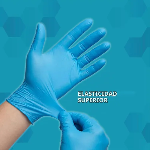 Vista 5 de VOS Guantes desechables Resistente Sin polvo Goma sin látex Caja de 100 unidades Seguro para alimentos