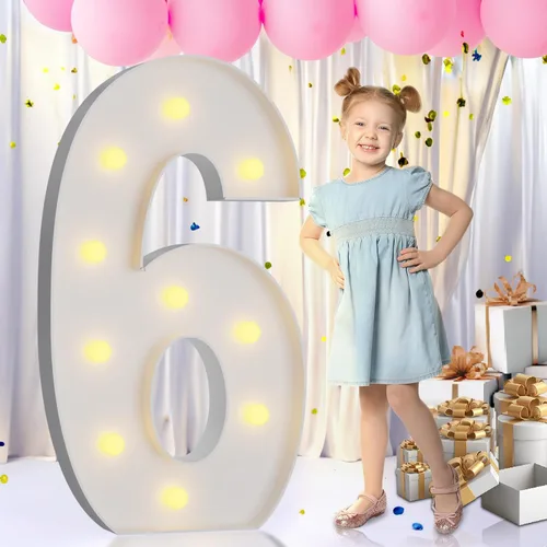 Vista 13 de IMPRSV Letras de mosaico iluminadas de marquesina, 4 pies para globos y fiestas, decoración de kit de arco