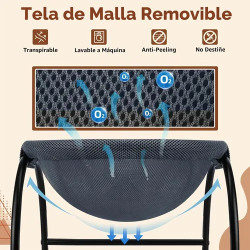 Vista 4 de LIFLIX - Cama elevada en forma de hamaca para gatos, cuna para gatos con malla lavable, cama para mascotas para gatitos, azul oscuro