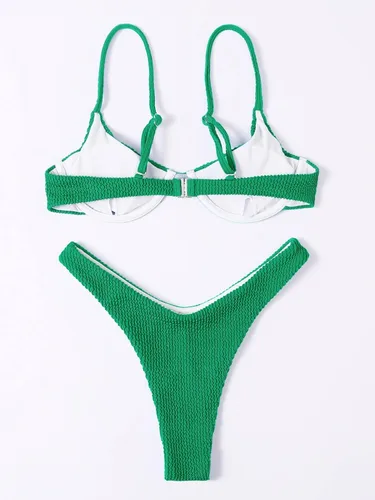 Vista 6 de Conjunto de bikini de corte alto con aros para mujer, trajes de baño de 2 piezas
