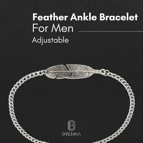 Vista 5 de Baronyka Men's Handcrafted Anklet, Wax Cord, Stainless Steel, Adjustable Length, Durable for Everyday Wear and Modern Look