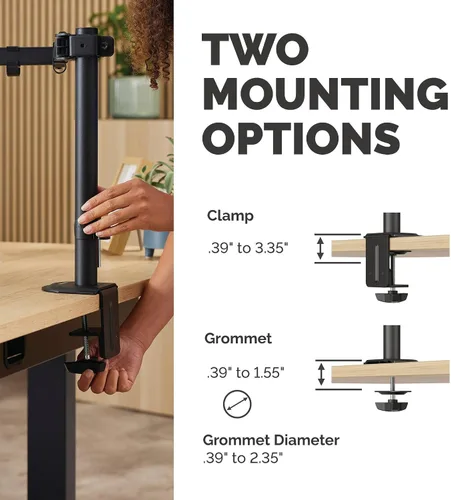 Vista 5 de Fellowes Brazo de monitor doble ajustable para todos los días: tiene capacidad para dos pantallas de hasta 32 pulgadas con un peso de 19.84 libras