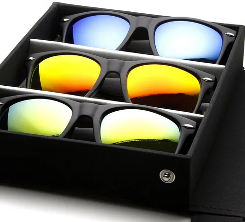 Vista 4 de zeroUV Gafas de sol de estilo con borde de cuernos grandes de la lente del color del flash reflexivo mate plano