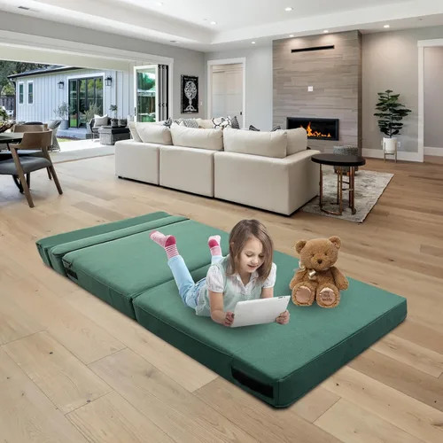 Vista 5 de ANONER Sofá cama plegable de espuma viscoelástica con almohada, tamaño Verde oscuro