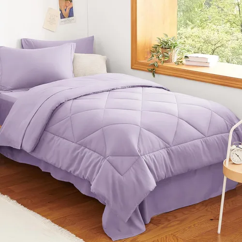 Vista 37 de CozyLux - Juego de edredón matrimonial de 82 x 86 pulgadas, color gris Gris claro