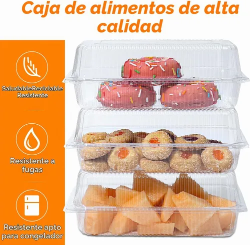 Vista 3 de MANSHU 100 recipientes de plástico transparente para llevar, recipiente desechable de postre con tapa, para ensaladas, pasta, sándwiches
