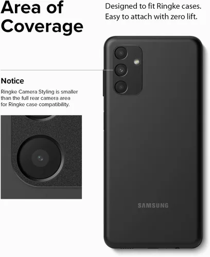 Vista 8 de Ringke Estilo de cámara compatible con Samsung Galaxy A13 5G protector de lente de cámara, marco de aluminio resistente adhesivo - negro