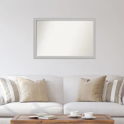 Vista 25 de Amanti Art Silver Bathroom Mirror for Over Sink, 26x35 Custom Made Marred Pewter Rectangle Vanity Mirror, Large Casual Wood Frame, Hangs Horizonally