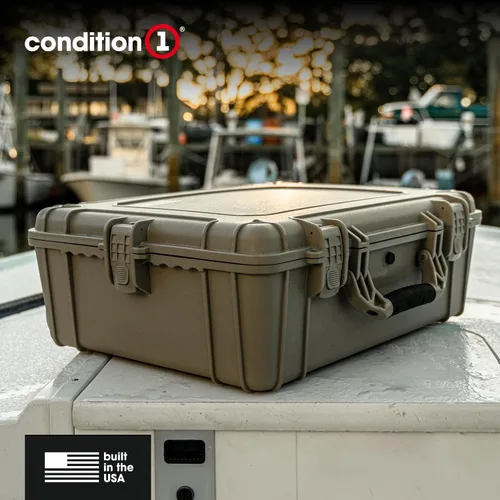 Vista 6 de Condition 1 Funda rígida impermeable grande de 25" Modelo 839 con espuma, caja de almacenamiento portátil y protectora para viajes, caza, uso