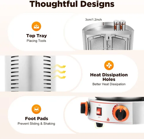 Vista 6 de Máquina de Asador de Shawarma Eléctrica Weglae, Asador Vertical de Acero Inoxidable, Máquina de Barbacoa Comercial, Máquina Rotisserie de Encimera