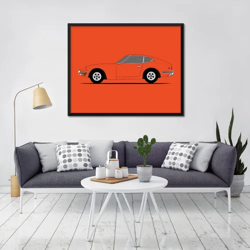 Vista 3 de Custom Car Posters CUSTOMIZABLE COLOR Handmade Poster compatible with Datsun 240Z (1970-1973) (Side Profile) Print Wall Art Décor - 8x10 Metallic