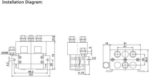Vista 3 de ATO 2 polos DC Contactor, 48V DC inversión Contactor 125A