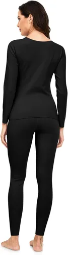 Vista 5 de YRW Ropa interior térmica para mujer, conjunto de pijama largo con forro polar, capa base suave, tallas S-XXL