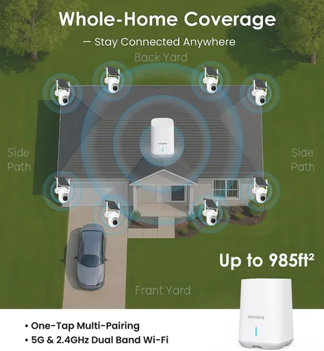 Vista 3 de 4K Security Cameras Wireless Outdoor, No Subscription, Works in -14°F Cold [2026 NEW] Solar-Powered Home Security Camera System with 360° Auto