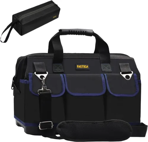 Vista 9 de FASTECH Bolsa de herramientas de 22 pulgadas, kit de herramientas de boca ancha impermeable, organizador de bolsa de herramientas resistente