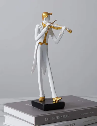 Vista 2 de HAUCOZE Estatua de músico, escultura de oboe, decoración musical, regalo para amantes de la música, para estudio, sala de estar, oficina, 10 pulgadas