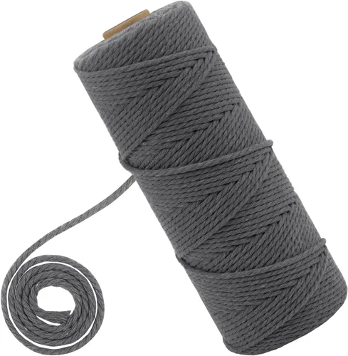 Vista 35 de CAMAL Cordón de macramé de 0.079 pulgadas x 109 yardas, cuerda de color trenzado de 3 hebras de algodón natural para tejer, atrapasueños, colgar