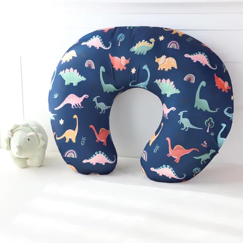 Vista 7 de Funda de almohada de lactancia, funda de almohada de lactancia para bebés, niñas y niños, suave y transpirable, dinosaurio azul (solo funda)