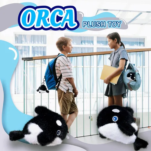 Vista 6 de Lindos animales de peluche de orca para niños, bebés, mini peluches, juguetes de peluche de orca, juguetes de peluche de ballena kawaii para niñas