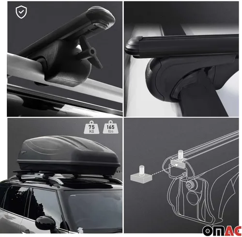 Vista 4 de OMAC Portaequipajes con cerradura para Ford Explorer Sport Trac 2001-10, antirrobo negro para viajes, kayak, canoa, surf, esquí, snowboard, camping