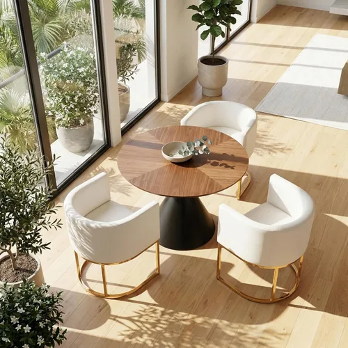 Vista 46 de HNY Silla de comedor moderna de mediados de siglo tapizada en forma de barril, negra, con brazos, silla de cocina y comedor de cuero, silla auxiliar
