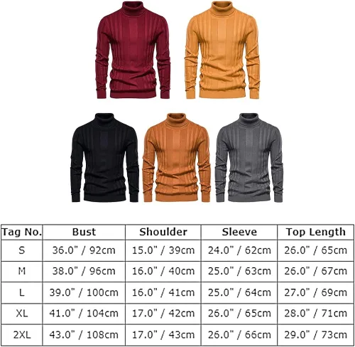 Vista 2 de ODIZLI Suéteres de cuello alto para hombre, suéter térmico de manga larga, de punto ajustado, suéter térmico