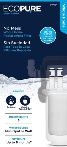 Vista 6 de EcoPure WHARF30 - Filtro de agua de repuesto pivotal para todo el hogar, compatible con el sistema EPWHE con certificación NSF de 30 micrones