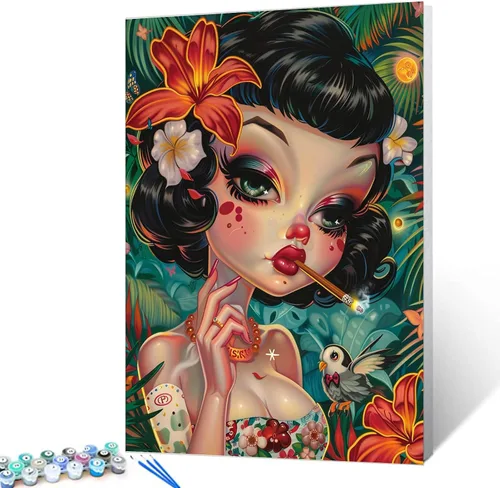 Vista 33 de Kit de pintura por números, lienzo de 16 x 20 pulgadas, pintura al óleo para niños, 16 x 20 pulgadas, pintura al óleo para adultos, adultos