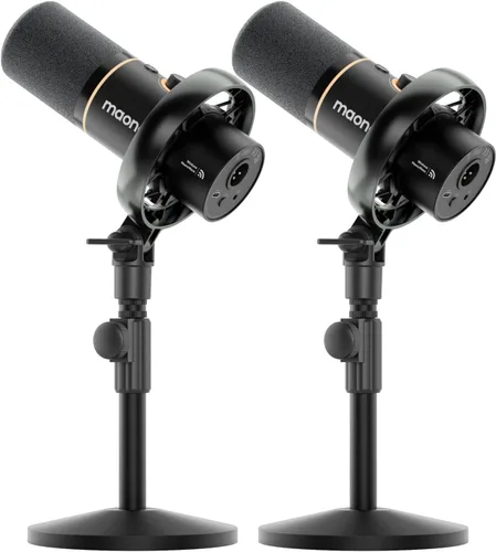 Vista 11 de MAONO PD200W Hybrid Wireless Podcast Equipment Bundle para 2, kit de micrófono USB dinámico XLR con 2 brazos de brazo, software, cancelación