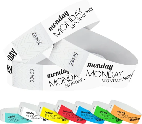 Vista 10 de WristCo Pulseras Tyvek - Paquete variado de fin de semana, 1,500 unidades ¾" x 10" - impermeables, reciclables, cómodas, resistentes a desgarros