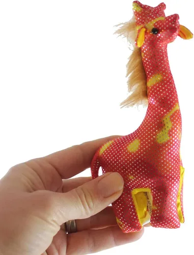 Vista 4 de Juego de 2 animales de safari – elefante y jirafa – saco de arena pesado de animales de peluche – Brillo brillante Safari Sensor, estrés, juguete