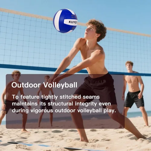 Vista 8 de KUYUTQ Beach Volleyball Official Size 5 for in & Outdoor, Sand Volley Ball with Thickened Soft Leather Cover Outdoor Volleyball, Machine Stitched