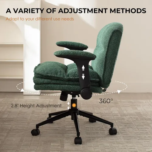 Vista 5 de Dowinx Silla cruzada con brazos y ruedas abatibles ajustables, cómodo sillón ergonómico de escritorio de oficina con 3 cojines de capa, silla