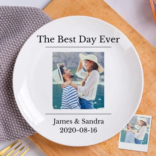 Vista 11 de Plato de cena personalizado de cerámica con foto personalizada con imagen, texto, logotipo, regalos del día de la madre para mamá, regalos