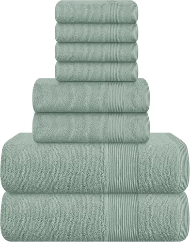Vista 38 de Belizzi Home Set de 8 Toallas 100% Algodón Ring Spun, 2 Toallas de Baño 27x54, 2 Toallas de Mano 16x28 y 4 Toallitas 13x13 - Ultra Suave Altamente
