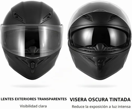 Vista 3 de CUTEY Modular Flip Up Motorcycle Helmet DOT Certified Dual Visor Vented Negro