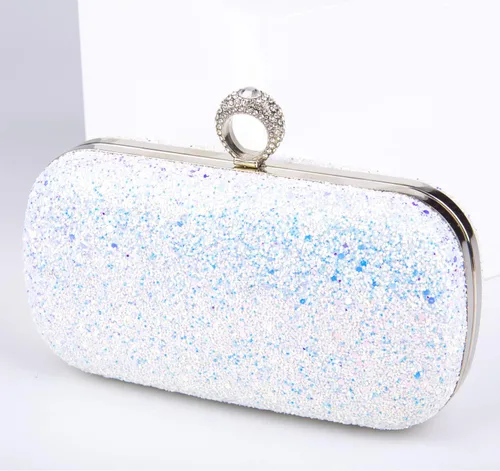 Vista 8 de Bolsos de noche con purpurina y embragues para mujer, baile, boda, fiesta con dos cadenas