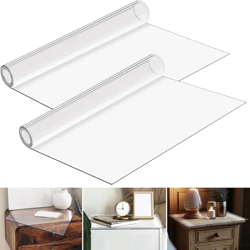 Vista 7 de Protector para mesita de noche, protector de plástico transparente de 15.8 x 23.6 pulgadas, 0.059 in de grosor, rectangular, de cloruro